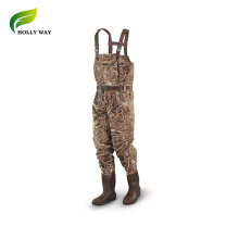 Men's Camo 100%Waterproof Breathable Chest Fly Fishing Wader with PVC Boots for Hunting